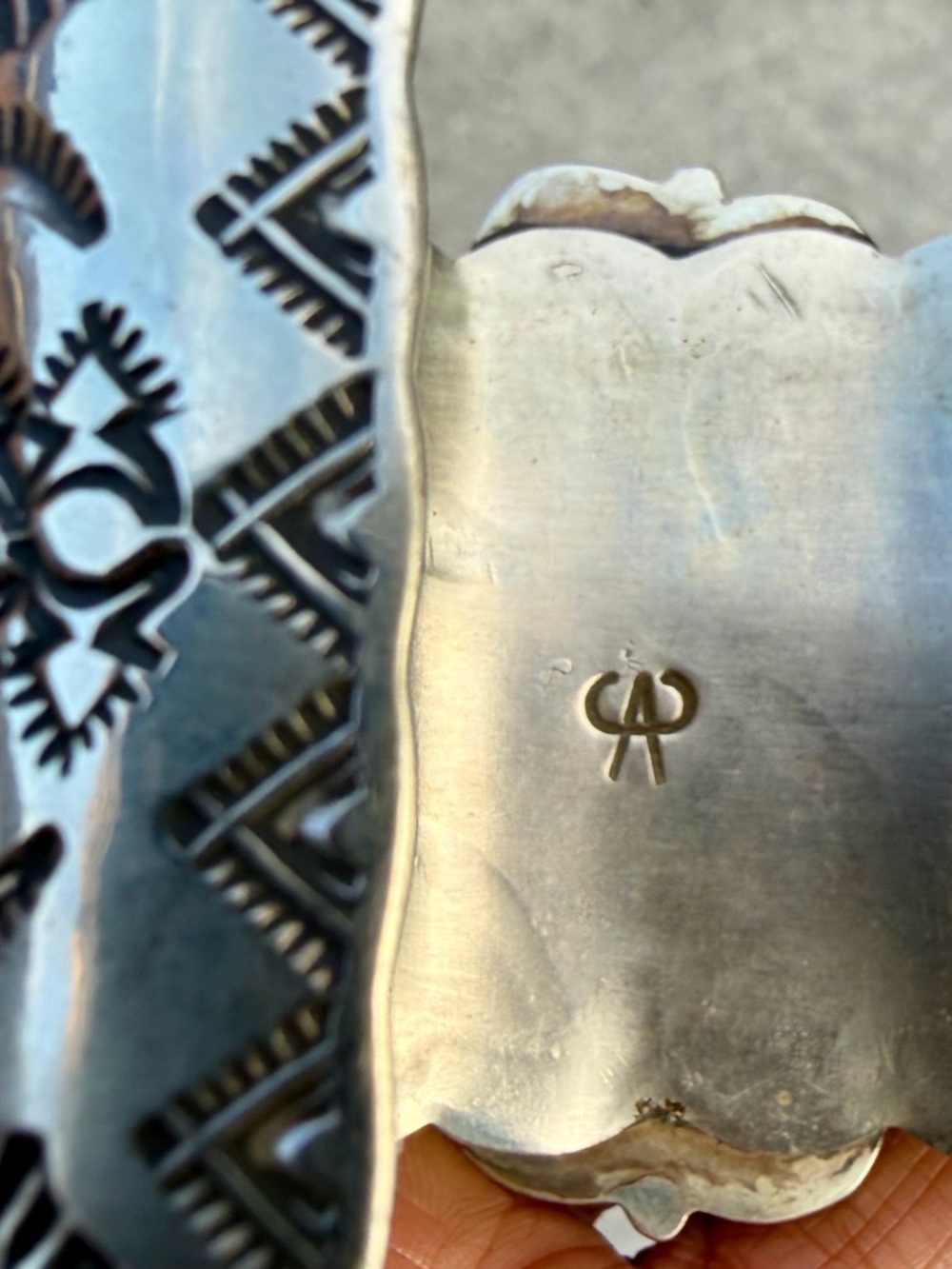 Genuine Turquoise/Sterling Silver Cuff Bracelet, Artist Stamped - Picture 6 of 8